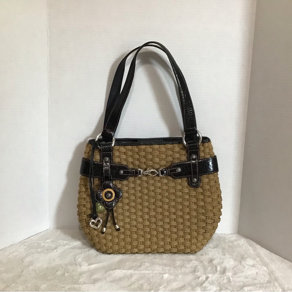 Brighton Woven Vintage Purse with Embossed Leather Trim